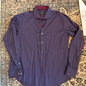 Bugatchi Purple Striped Dress Shirt